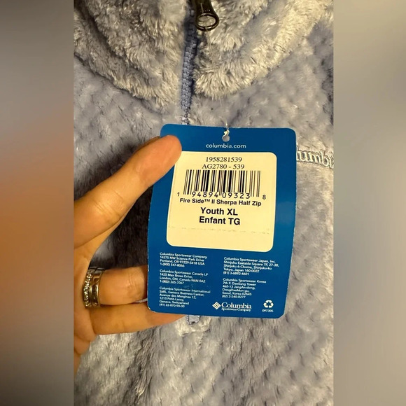 NWT Columbia Fire Side II Sherpa 1/2 Zip Blue Girls Extra Large - Picture 4 of 9